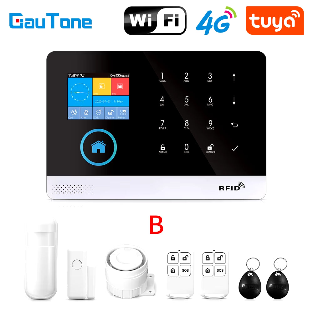 PG103 Tuya 4G 3G Alarm System GSM Home Security with IP Camera Wireless Solar Siren Support Alexa Smart Life