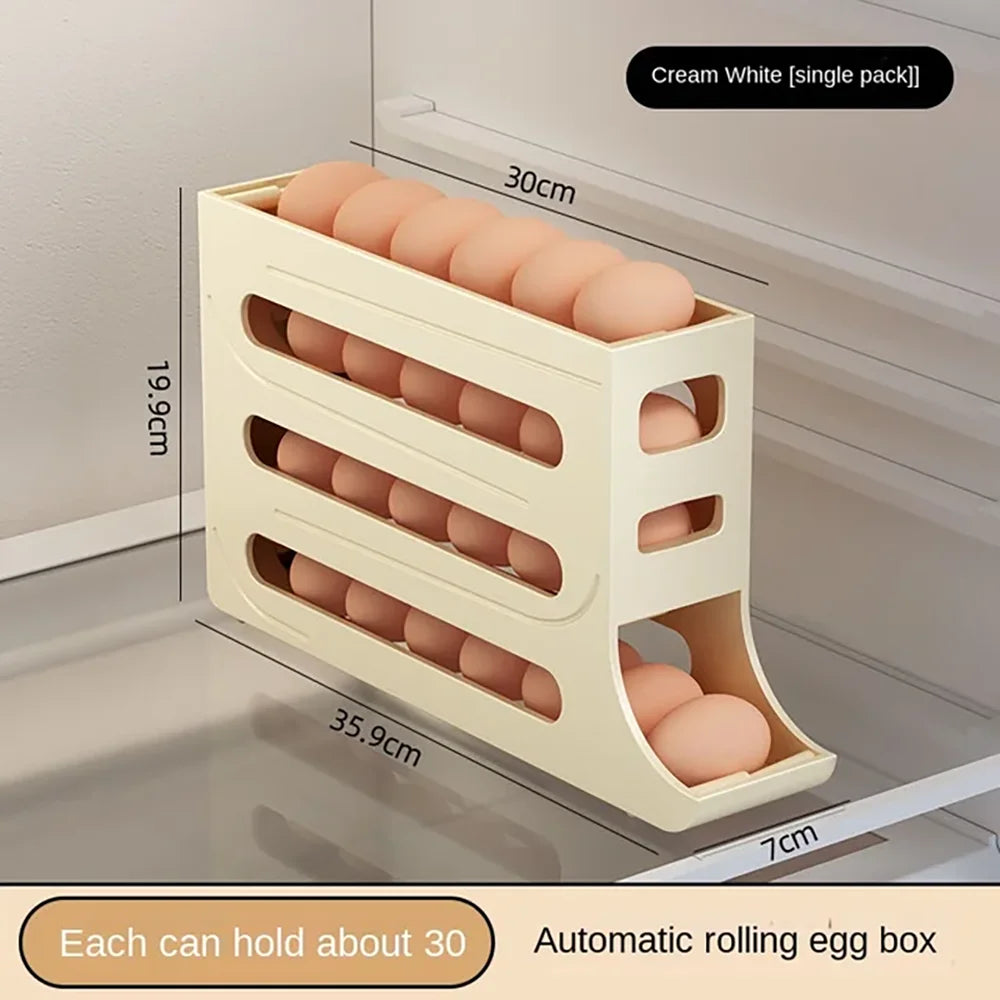 Automatic Scrolling Egg Rack Holder Storage Box Egg Basket Food Containers Egg Case Holder Refrigerator Storage Organizer