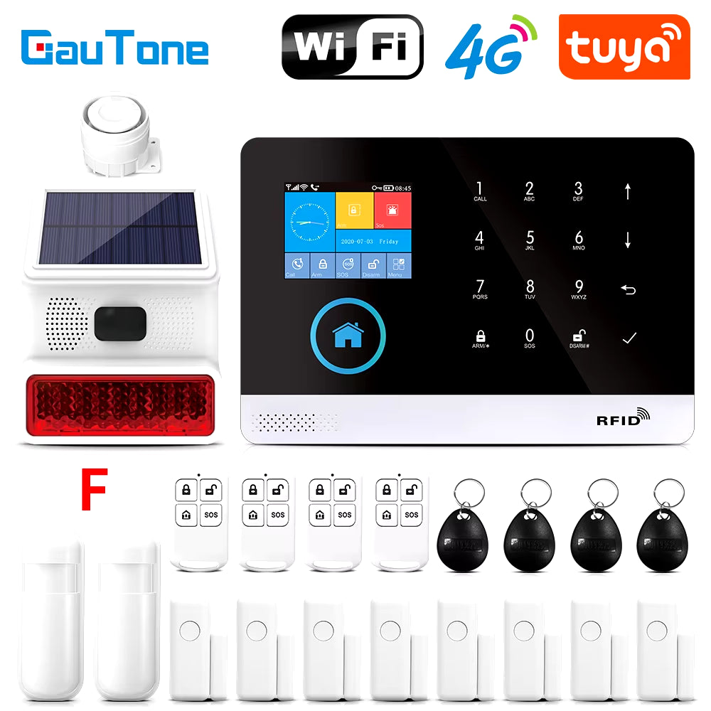 PG103 Tuya 4G 3G Alarm System GSM Home Security with IP Camera Wireless Solar Siren Support Alexa Smart Life